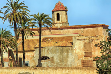 Old farm with derelict church