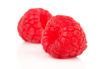 red raspberry on white background