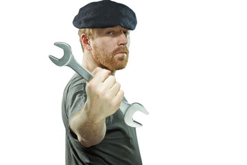 Plumber in hat with red beard