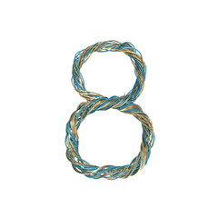 8, eight, set of numbers of twisted wire