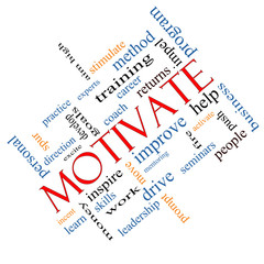 Motivate Word Cloud Concept Angled