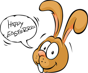 easter bunny wish happy easter - cartoon isolated