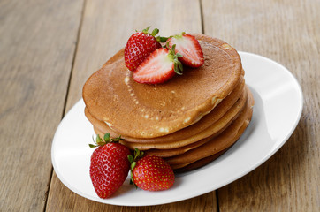 Ready to eat pancakes with strawberry