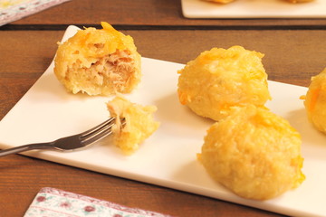 Cheesy potato and  tuna fish fritters