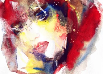 Photo sur Plexiglas Visage aquarelle aquarelle abstraite .portrait de femme
