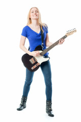 Fototapeta premium Blondine mit E-Gitarre