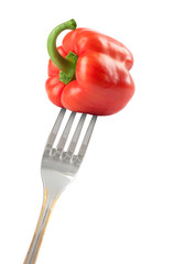 red pepper on a fork