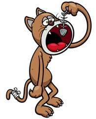 Vector illustration of Cat eating cartoon