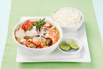 Tom Yum Soup, Thai Food with rice