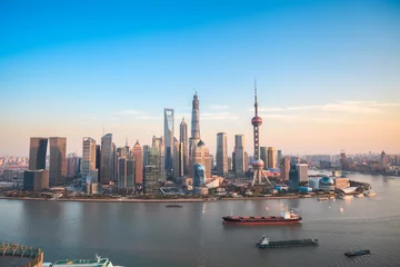 Crédence de cuisine en verre imprimé Shanghai vue panoramique de shanghai lujiazui