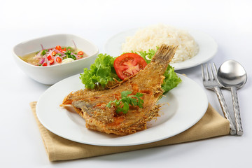 fried fish with rice