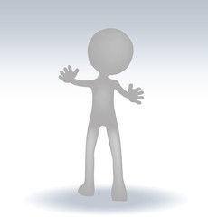 3d small man waving hand