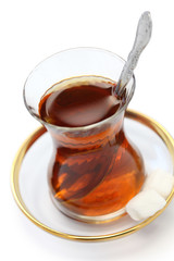 Turkish tea isolated on white background