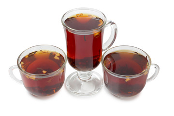 Glass cups with tea