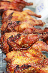 Grilled chicken in the market