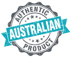 Fototapeta premium Australian product blue grunge retro style isolated seal