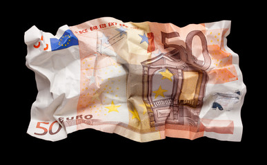Wrinkled euro money