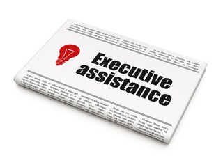 Finance concept: newspaper with Executive Assistance and Light