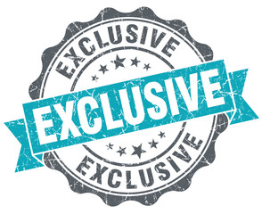 Exclusive blue grunge retro style isolated seal