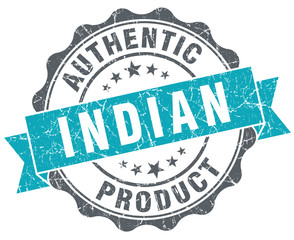Indian product blue grunge retro style isolated seal