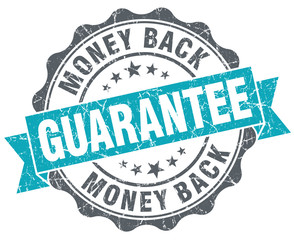 Money back guarantee blue grungy old style isolated seal