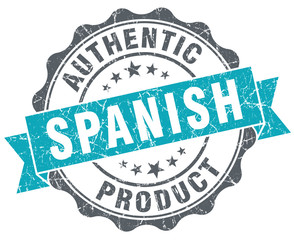 Fototapeta premium Spanish product blue grunge retro style isolated seal
