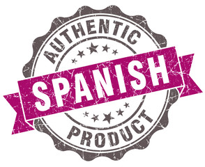 Spanish product violet grunge retro style isolated seal