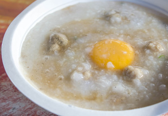 Thai style breakfast Congee with pork