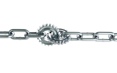 Fototapeta premium chain links machine gear on a white background