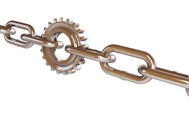 gears chain links on a white background