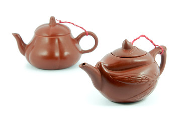 Two of Chinese Teapot in white background