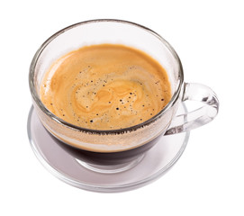 Glass cup of espresso coffee