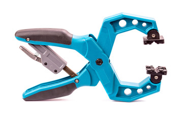 Hard plastic clamp isolated on white