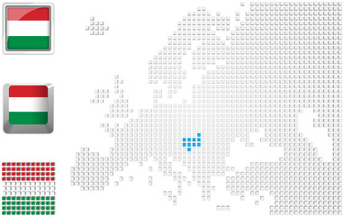 Obraz premium Hungary on map of Europe