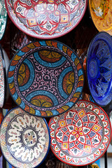 Decorative ceramic plates on the market in Morocco