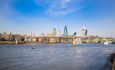 LONDON, UK - MARCH 29, 2014  South bank walk of the river Thames