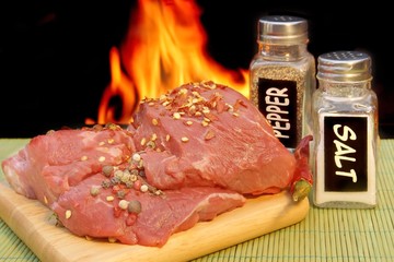Fresh Beef Steaks and Spice near BBQ Grill, XXXL