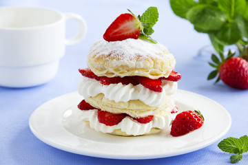 Millefeuille with strawberries and cream.