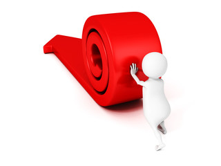 3d man rolling big red arrow to success. business concept