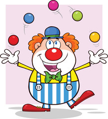 Happy Clown Cartoon Character Juggling With Balls