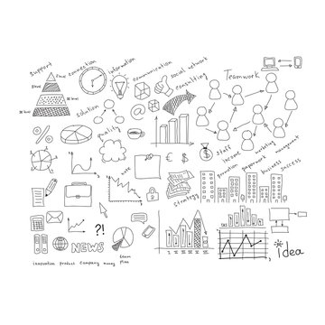 Business sketches: buildings, words and more