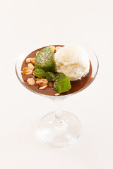 chocolate dessert with ice cream