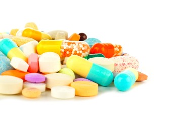 Close up of a pile of assorted medicines