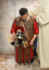 Jesus and Roman Centurion - obrazy, fototapety, plakaty