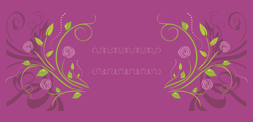 Purple ornamental background with stylized roses