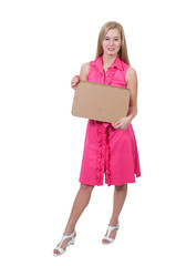 Woman Holding a Blank Sign