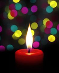 candle flame at night with bokeh