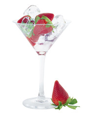 Strawberries cocktail with ice