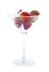 Strawberries cocktail with ice
