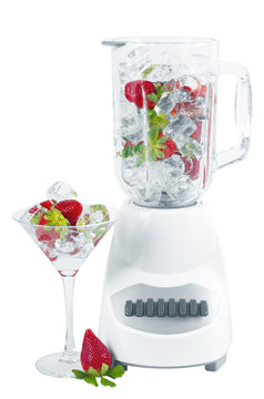 Fresh Fruit In Blender With Strawberries 